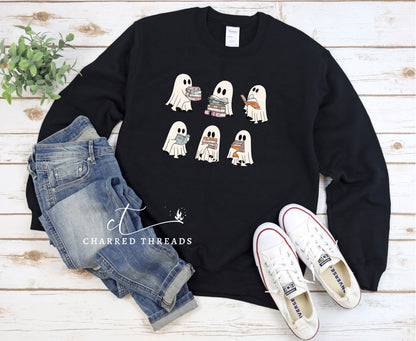 Ghosts Reading Fleece Crewneck Sweatshirt