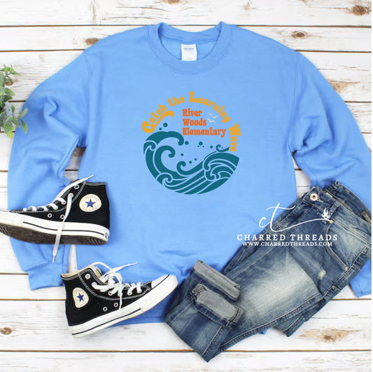 2024 River Woods Elementary Catch the Learning Wave Crewneck Sweatshirt