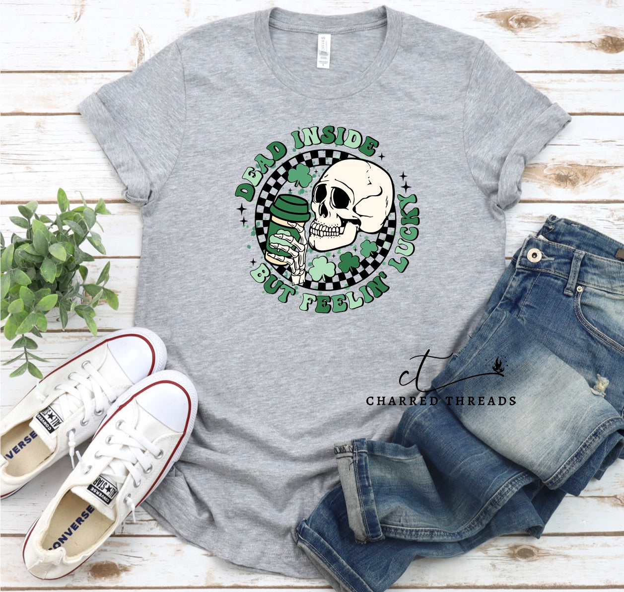 Dead Inside But Feelin' Lucky St. Patrick's Day Short Sleeve Shirt