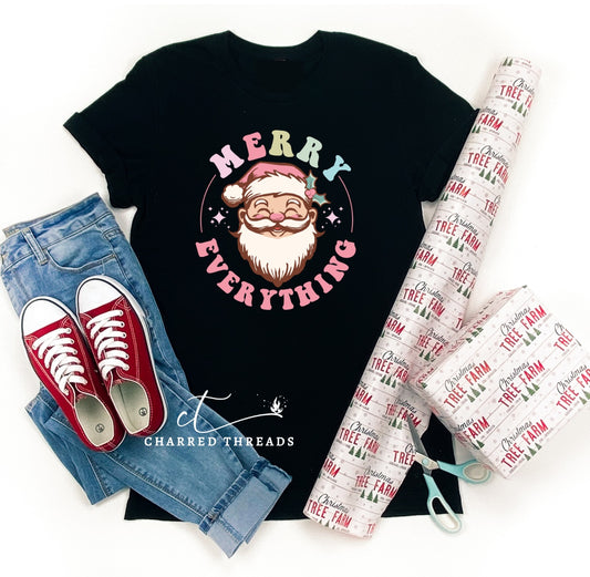 Merry Everything Santa Short Sleeve Graphic T-Shirt