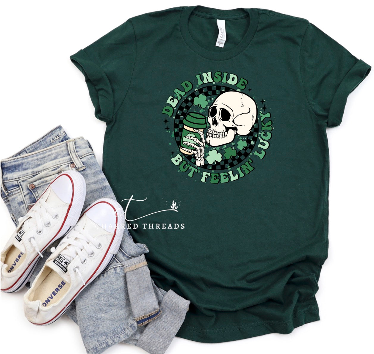 Dead Inside But Feelin' Lucky St. Patrick's Day Short Sleeve Shirt