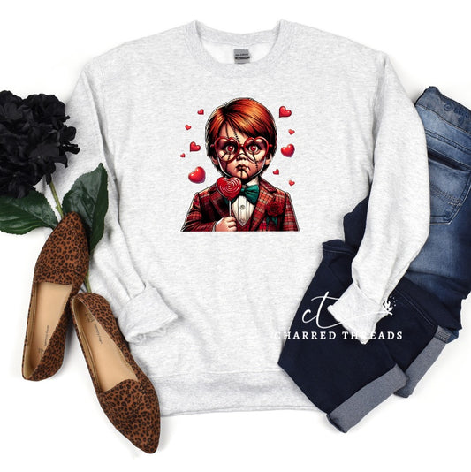 Valentine's Day Lollipop Horror Character Crewneck Sweatshirt