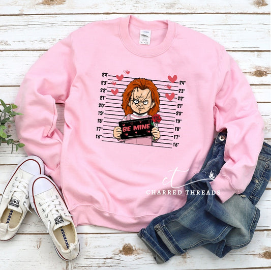 Valentine's Day Mugshot Horror Character Crewneck Sweatshirt