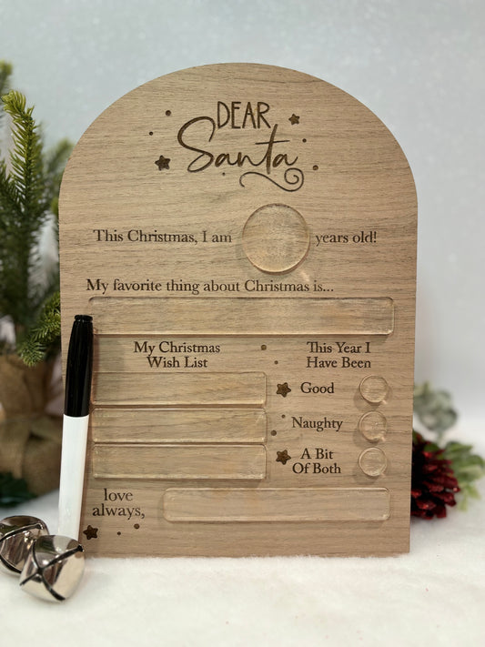 Dry Erase Dear Santa Christmas Wish Board