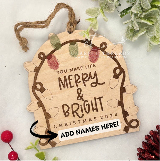 Personalized "Merry & Bright" Fingerprint Keepsake Ornament