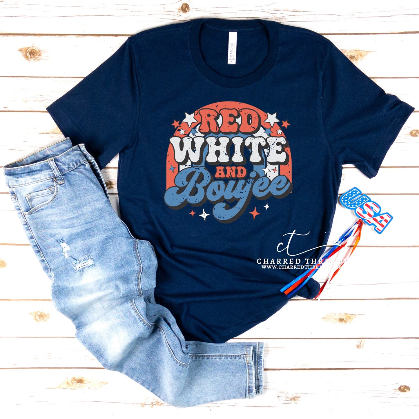 Red White and Boujee Short Sleeve Graphic T-Shirt