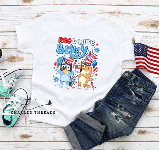 Red White & Bluey 4th of July Short Sleeve Graphic T-Shirt