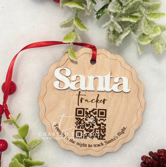 Santa Tracker Christmas Ornament with QR Code - Track Santa's Journey