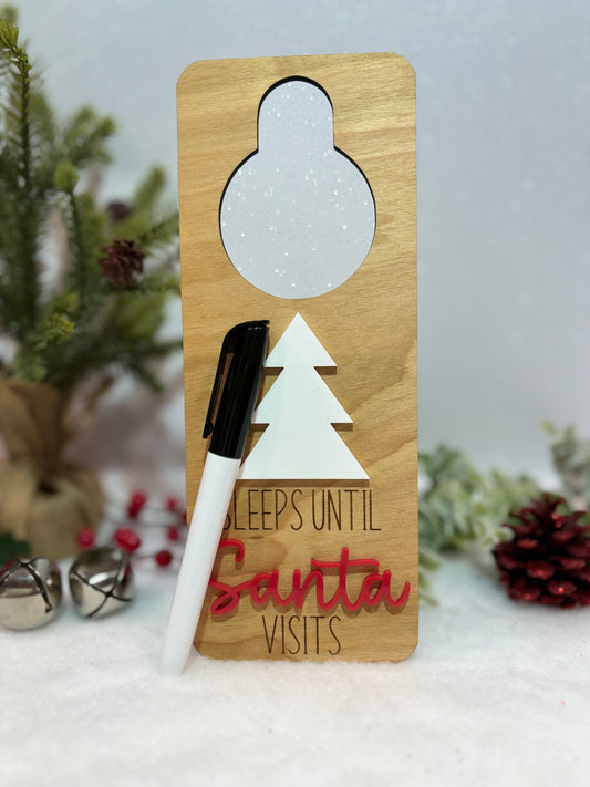 Sleeps Until Santa Visits Dry Erase Door Hanger